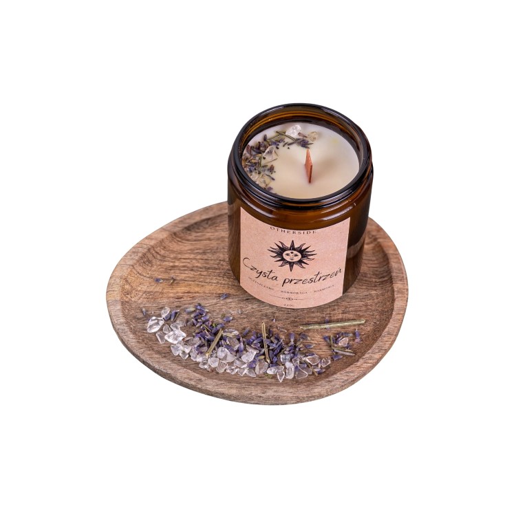 Handmade świeca Czysta Przestrzeń – kryształ i intencja
