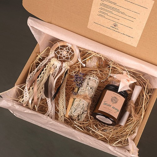 Rytualny Box Tarcza Energii – świeca sojowa i kamienie ochronne