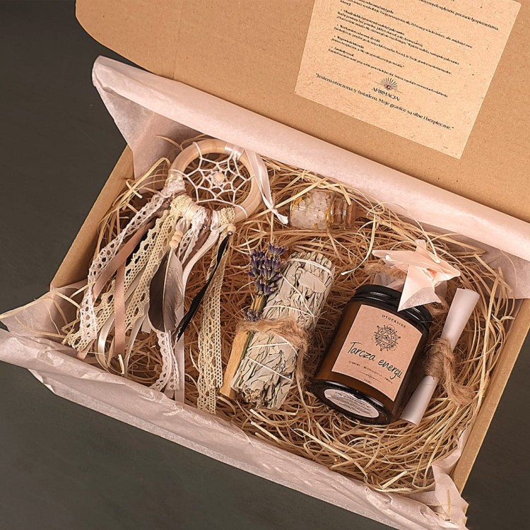 Rytualny Box Tarcza Energii – świeca sojowa i kamienie ochronne