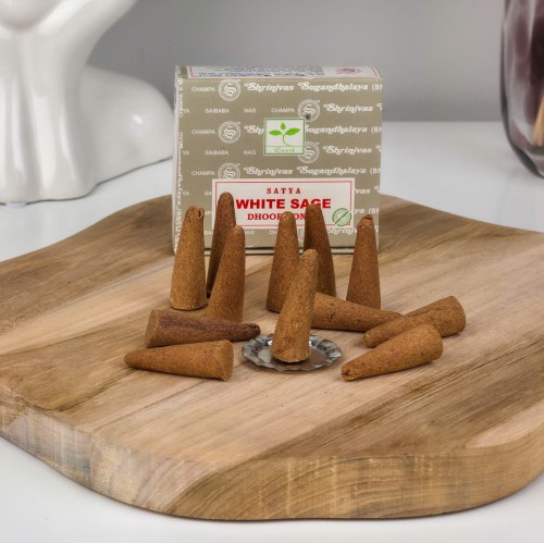 Kadzidło stożkowe Satya Biała Szałwia