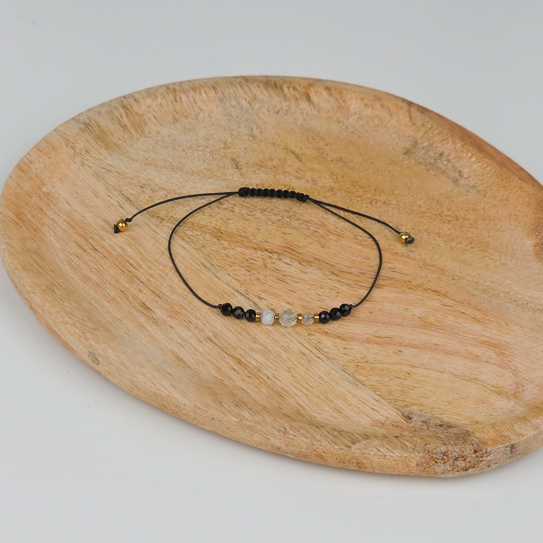 Bransoletka z cytrynu, turmalinu i złotego hematytu – talizman ochrony i obfitości