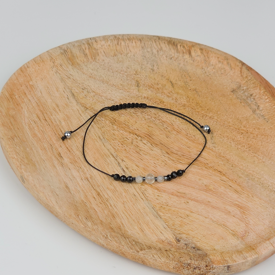 Bransoletka z cytrynu i turmalinu na regulowanym sznurku