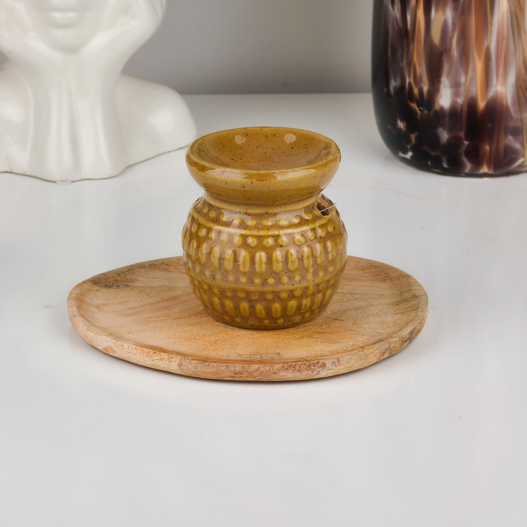 Kominek ceramiczny na tealight wzór w kropki